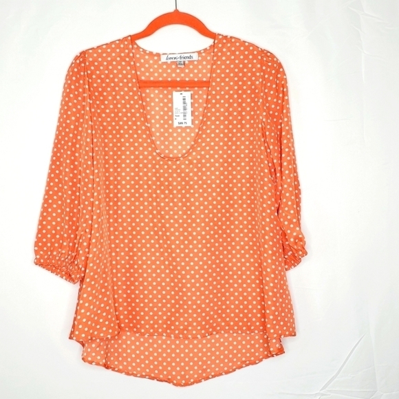 Lovers + Friends Sheer Polka Dot Blouse Size M Lightweight Top NEW Host Pick! - Picture 1 of 11